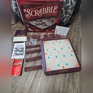 VINTAGE Scrabble Deluxe Edition COMPLETE Parker Brothers 2001 Rotating Board